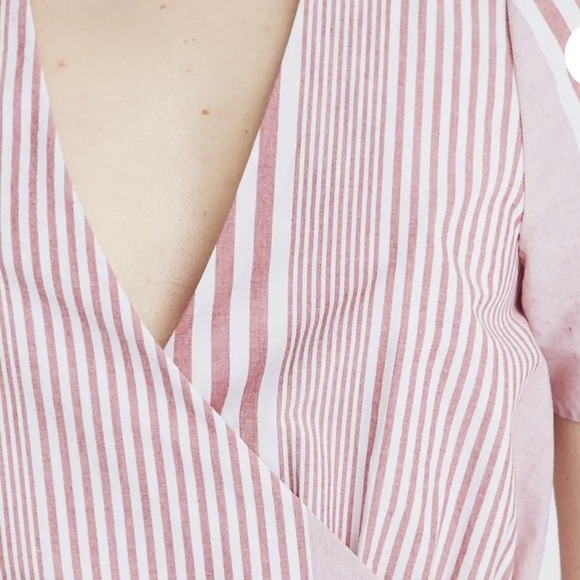 MADEWELL - Ruffle-Hem Wrap Top in Stripe Mix - Picture 4 of 15